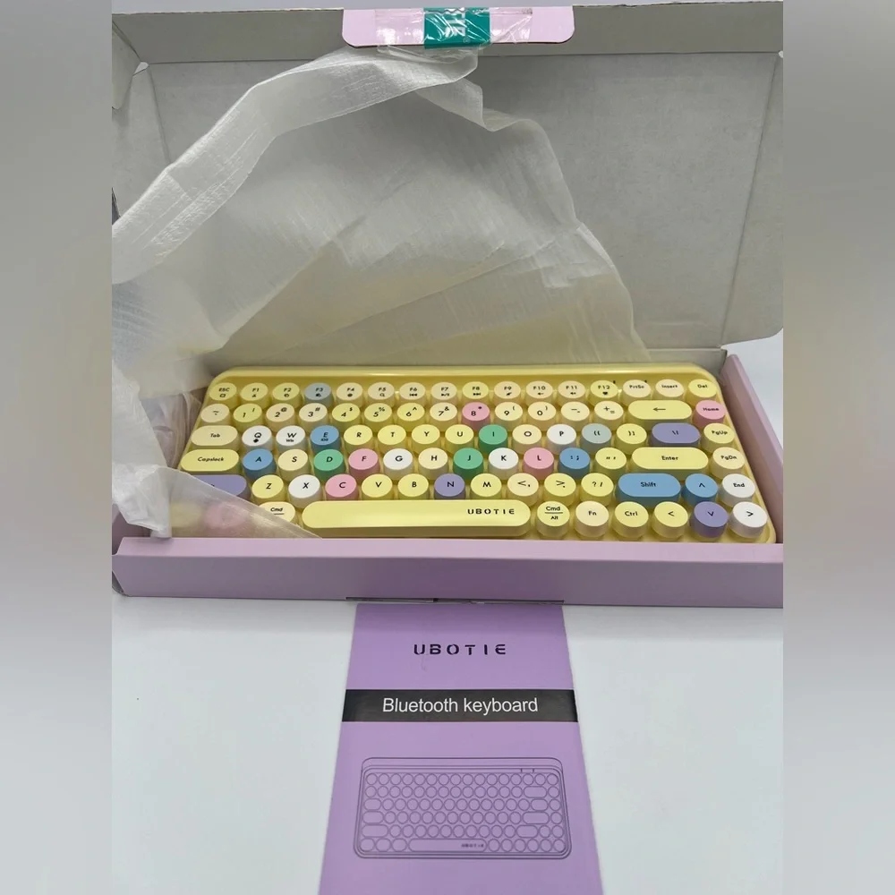 UBOTIE Bluetooth Portable Computer Keyboard Mini Wireless (Colorful Yellow)